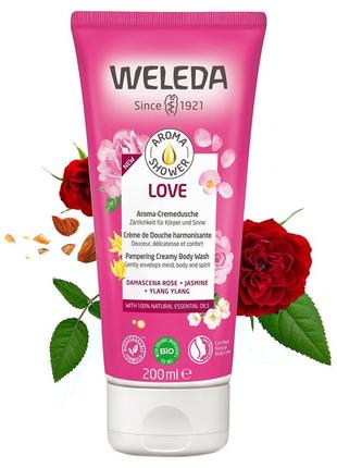 Крем-гель для душу weleda aroma love pampering creamy body wash, 200 мл1 фото