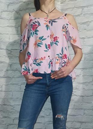 Топ, майка,яркий топ в цветы с открытыми плечами 🔥🔥🔥