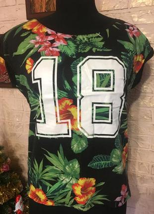 Натуральная футболка в цветочки 18