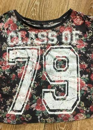 Натуральная футболка в цветочки 79