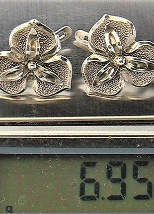 Серьги серебро ссср 925 проба 6,95 грамма