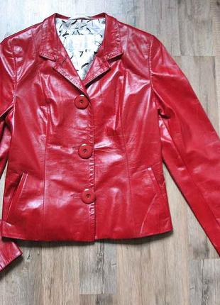 Кожаная куртка, жакет, пиджак цвета страсти от тм bassania