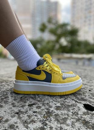 Шикарные женские кроссовки nike air jordan 1 low elevate yellow/grey жёлтые с серым6 фото