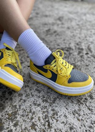 Шикарные женские кроссовки nike air jordan 1 low elevate yellow/grey жёлтые с серым10 фото