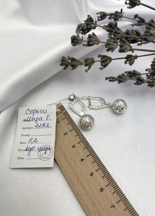 Срібні сережки з цирконами2 фото
