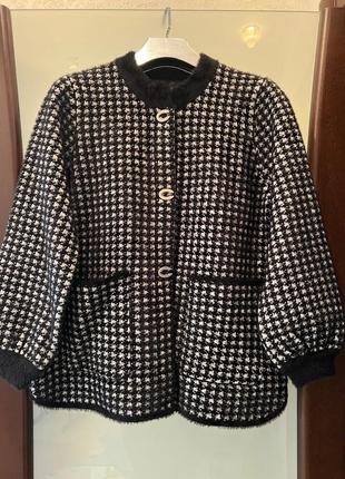 Теплый пиджак альпака гусиные лапки