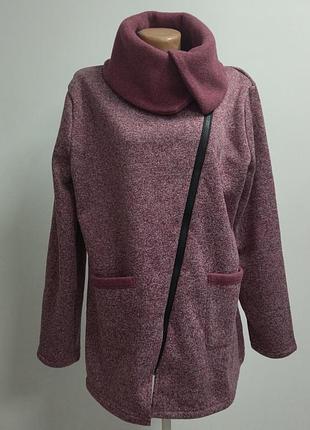 Батал! классная теплая кофта -пальто с начесом, замеры на фото