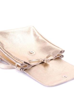 Золотой женский повседневный средний рюкзак из натуральной кожи2 фото