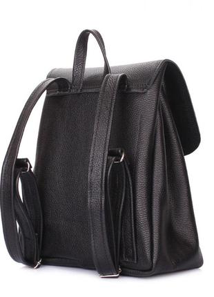 Чёрный повседневный, средний рюкзак из натуральной кожи4 фото