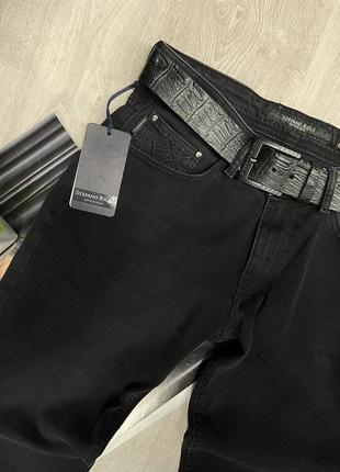 New!!! Мужские черные джинсы известного бренда,с ремнем)4 фото