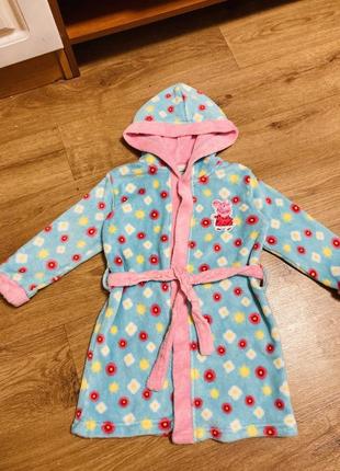 Теплий халат на дівчинку велюровий махровий пеппа 3 4 роки