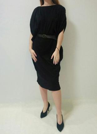 Платье черного цвета с поясом италия2 фото