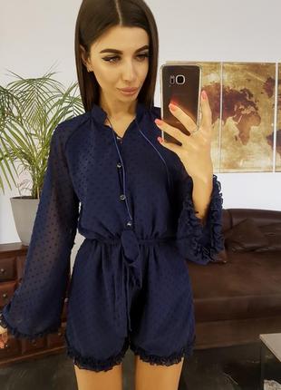 Синій ромпер комбінезон костюм темно синій