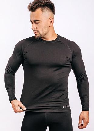 Термокофта (лонгслів) чоловіча тепла actix promenade, чорна, утеплена мікрофлісом s