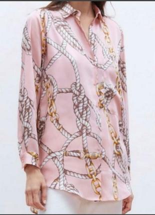 Стильная рубашка блуза цепи накладной карман новая коллекция бренд zara, р.xs2 фото