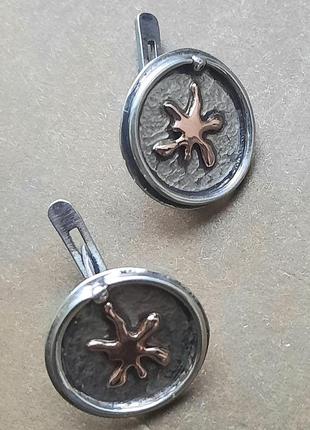 Дизайнерские ексклюзивные серебряные сережки  925  с позолотою "первая звездочка" ручная работа2 фото