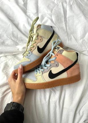 Высокие женские замшевые разноцветные кроссовки nike sb dunk high 🆕 найк данк