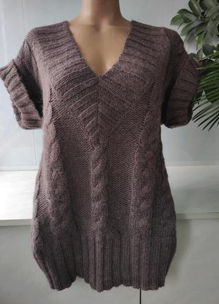 Брендовый жилет крупной вязки свободного кроя   massimo dutti