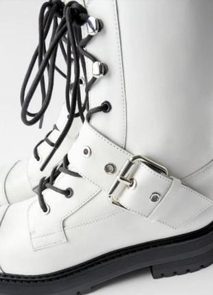 Белые кожаные грубые ботинки zara5 фото