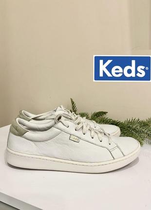 Кеды keds women's ace leather fashion sneaker, white/sage 41/27