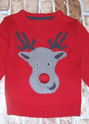 Кофта свитер мальчику 3 - 4 года новогодний2 фото