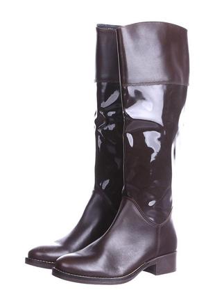 Коричневі сапоги з натуральної шкіри