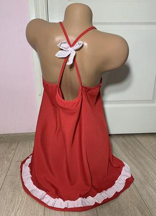 Пеньюар сукня сорочка нічна комплект червоний3 фото
