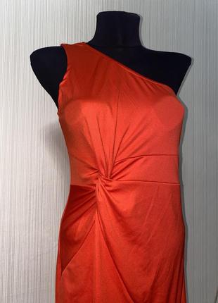 Красное платье в пол с разрезом вечернее5 фото