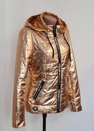 Куртка золотистая демисезонная 44,50р.3 фото