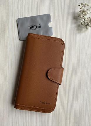 Стильный женский кошелёк портмоне carr ken коричневого цвета эко-кожа