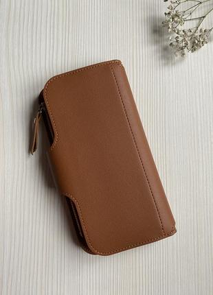 Стильный женский кошелёк портмоне carr ken коричневого цвета эко-кожа6 фото