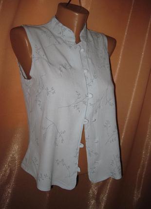 Елегантний шикарний вкорочений топ безрукавка сорочка приталена з виточками prima collection км1457