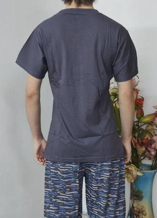 Піжама чоловіча штани і футболка з вишивкою туреччина бавовна 3 кольори4 фото