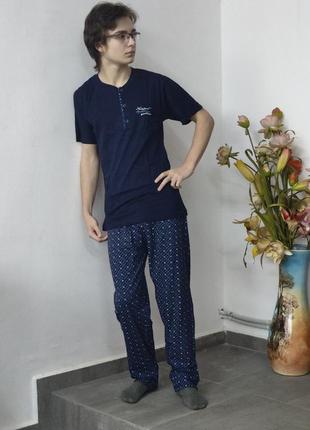 Пижама мужская брюки и футболка с вышивкой туречковый хлопок 3 цвета7 фото