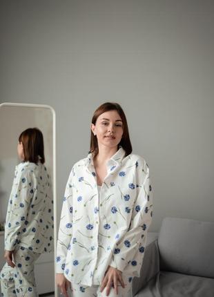 Фланелева піжама у волошки4 фото
