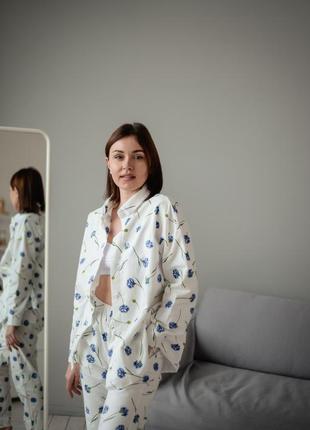 Фланелева піжама у волошки5 фото