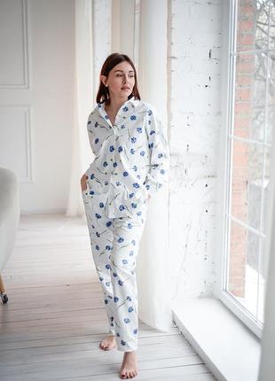 Фланелева піжама у волошки2 фото