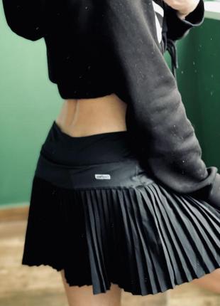 Черные эластичные шорты юбка для спорта тренировок4 фото