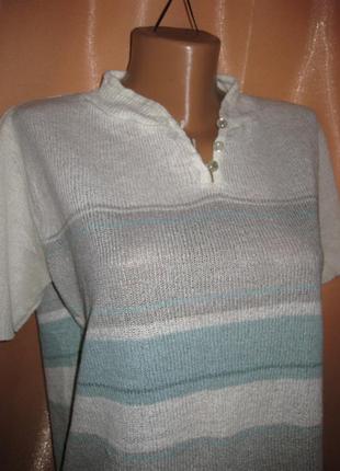 Вязаный легкий свитер пуловер кофта bm collection км 1459 эластичный тянется с коротким рукавом2 фото