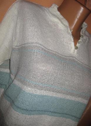 Вязаный легкий свитер пуловер кофта bm collection км 1459 эластичный тянется с коротким рукавом8 фото