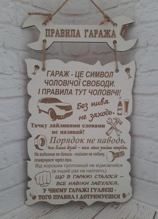 Постер. правила гаража українською мовою