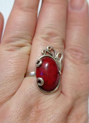 Серебряное кольцо с красной яшмой6 фото