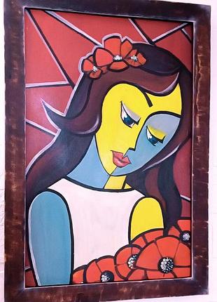 Картина "печаль" - авторская работа,  62/42, акриловая живопись