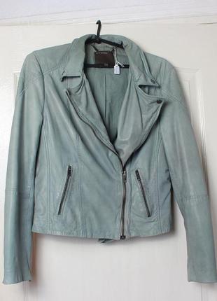Куртка кожаная женская косуха muubaa london голубая 20231 фото