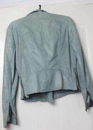 Куртка кожаная женская косуха muubaa london голубая 20232 фото
