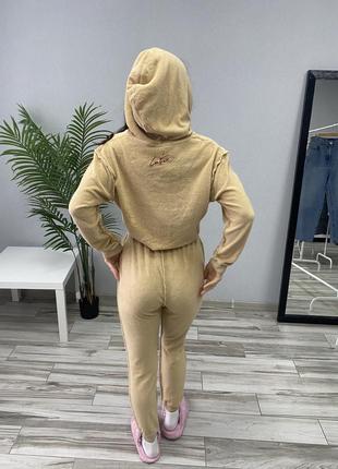 Спортивний костюм жіночий бежевий нюдовий з капюшоном джогери couture5 фото