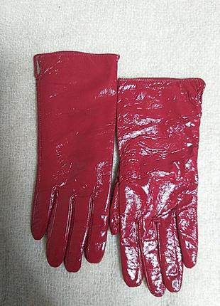 Перчатки из мягенькой натуральной лаковой кожи, размер 7.2 фото