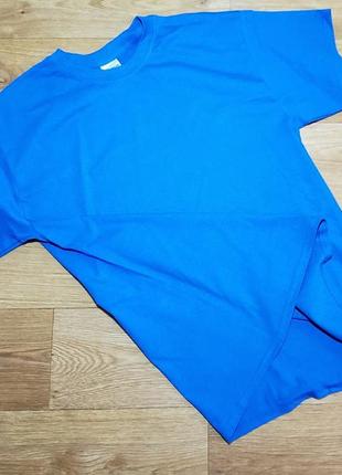 Хлопковая синяя безшовная мужская футболка gildan (размер l)2 фото