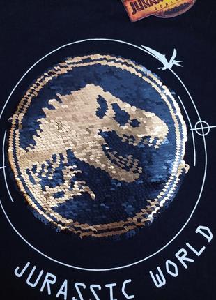 Крута футболка на хлопчика с паєтками перекрутишами бренду primark серії jurassic world юрський період7 фото