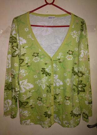 Чарівна,"весняна" ,натуральна-100% коттон,трикотажна блузка на гудзиках,великого розміру,німеччина1 фото